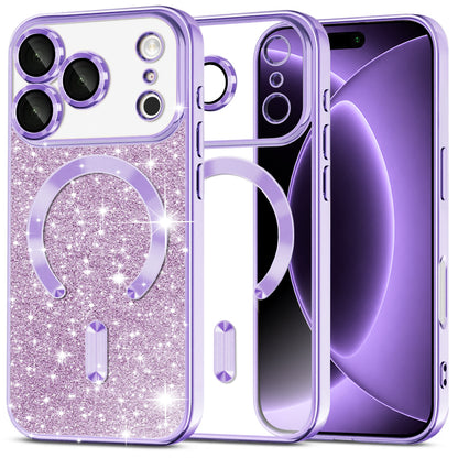 MagSafe-hoesje voor Apple iPhone 18 Pro / 17 Pro, Techsuit, Luxury Glitter, Lichtpaars