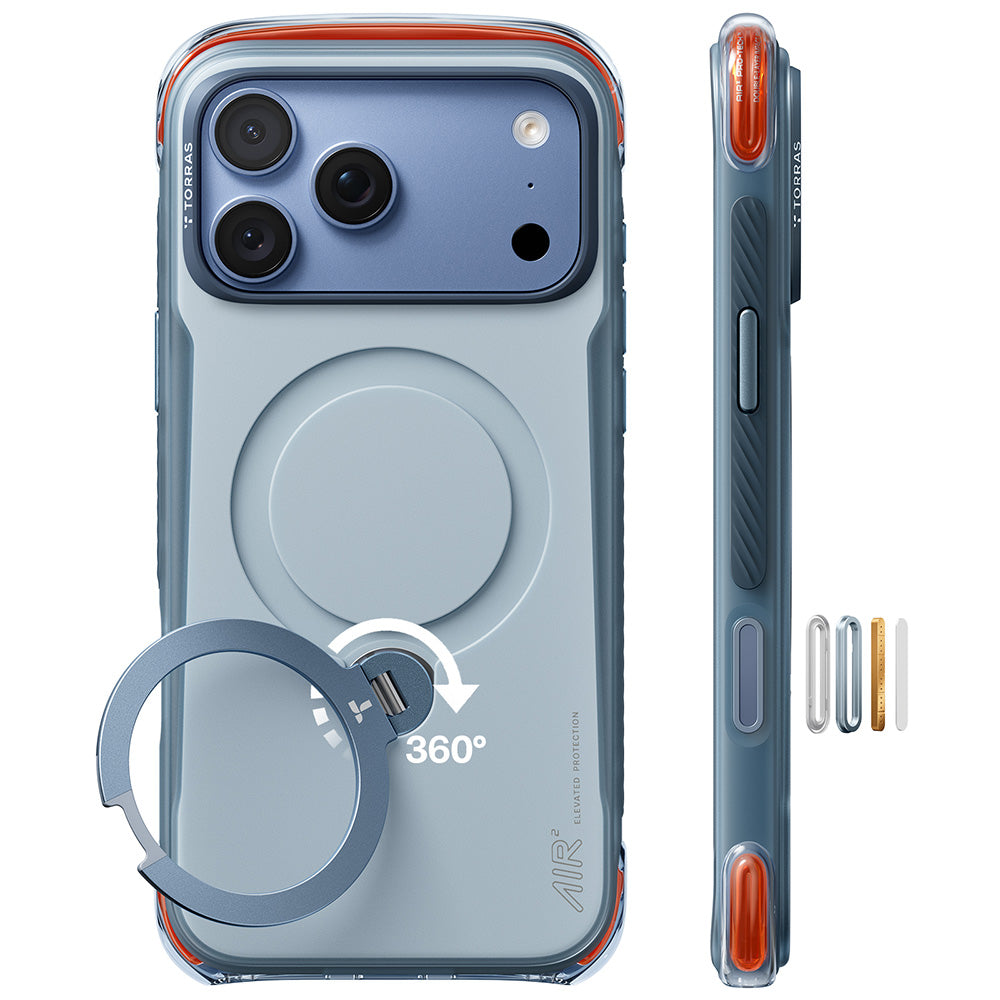 MagSafe-hoes voor Apple iPhone 18 Pro / 17 Pro, Torras, Ostand Q3 Air Pro, Blauw