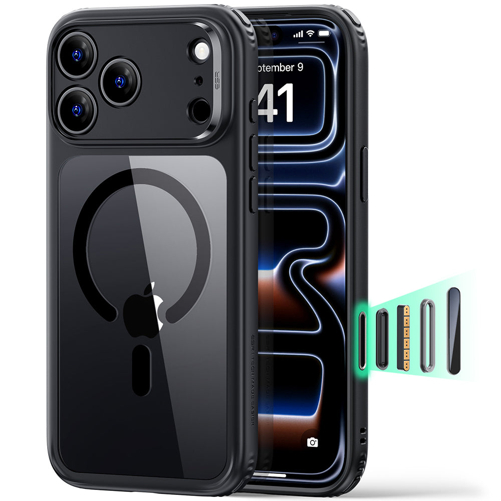 MagSafe-hoesje voor Apple iPhone 18 Pro, ESR, Classic Hybrid, Zwart Transparant