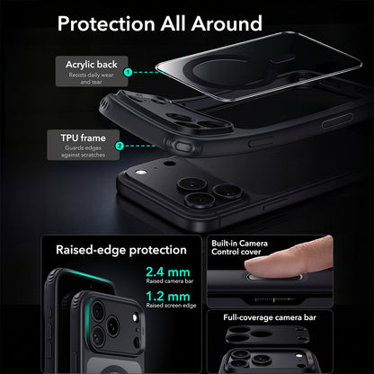 MagSafe-hoesje voor Apple iPhone 18 Pro, ESR, Classic Hybrid, Zwart Transparant