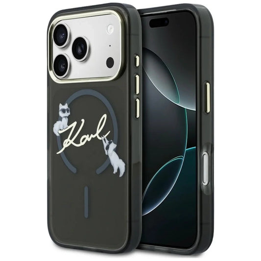 MagSafe-hoesje voor Apple iPhone 18 Pro, Karl Lagerfeld, IML Choupette Karl Script Logo, Zwart