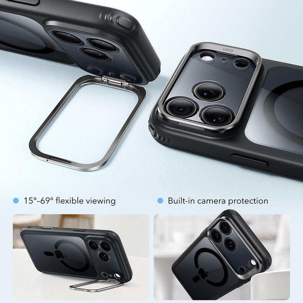 MagSafe-hoesje voor Apple iPhone 18 Pro Max / 17 Pro Max, ESR, Classic Hybrid Kickstand, Zwart Transparant