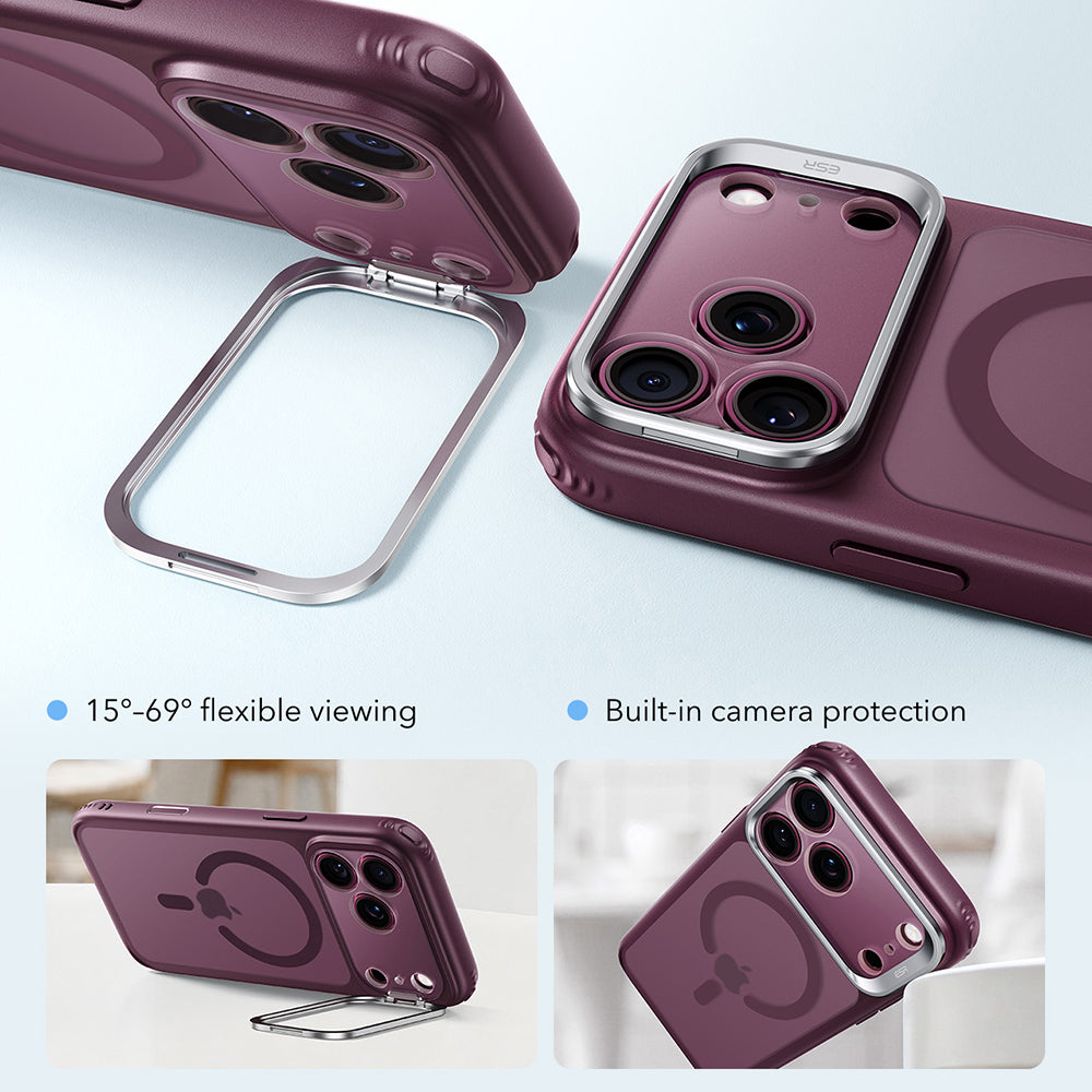 MagSafe-hoesje voor Apple iPhone 18 Pro Max / 17 Pro Max, ESR, Classic Hybrid Kickstand, Donkerrood Satijn
