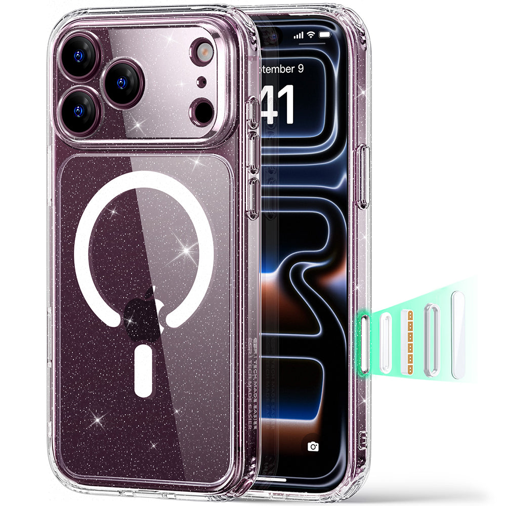 MagSafe-hoesje voor Apple iPhone 18 Pro Max / 17 Pro Max, ESR, Classic Hybrid Shimmer, Transparant