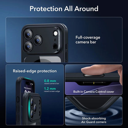 MagSafe-hoesje voor Apple iPhone 18 Pro Max / 17 Pro Max, ESR, Classic Hybrid met schermbeschermer, Transparant Zwart