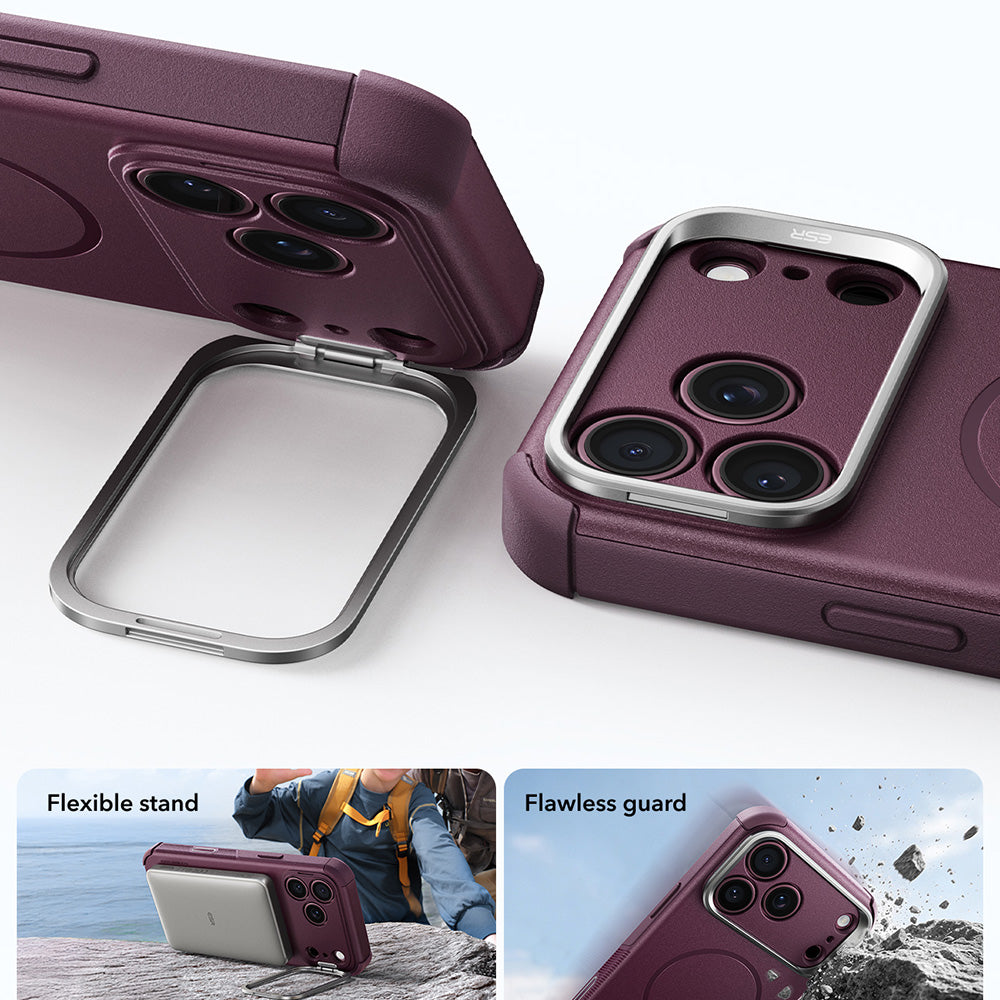 MagSafe-hoes voor Apple iPhone 18 Pro Max / 17 Pro Max, ESR, Cyber Armor Kickstand, Donkerrood Satijn
