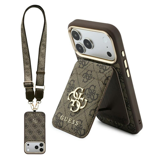 MagSafe-hoesje voor Apple iPhone 18 Pro Max / 17 Pro Max, Guess, 4G Cardslot & Big Strap, bruin