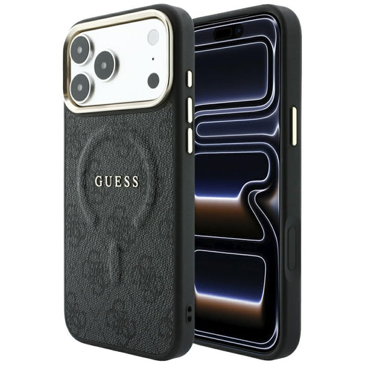 MagSafe-hoesje voor Apple iPhone 18 Pro Max / 17 Pro Max, Guess, 4G Embossed Classic, Zwart