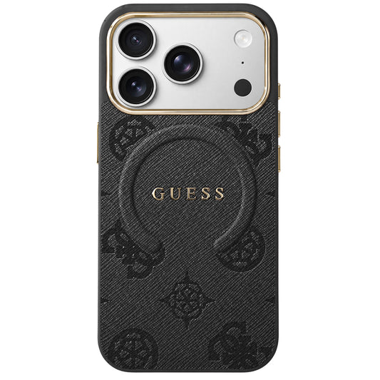 MagSafe-hoesje voor Apple iPhone 18 Pro Max / 17 Pro Max, Guess, 4G Geëmboste Ring Classic Logo, Zwart