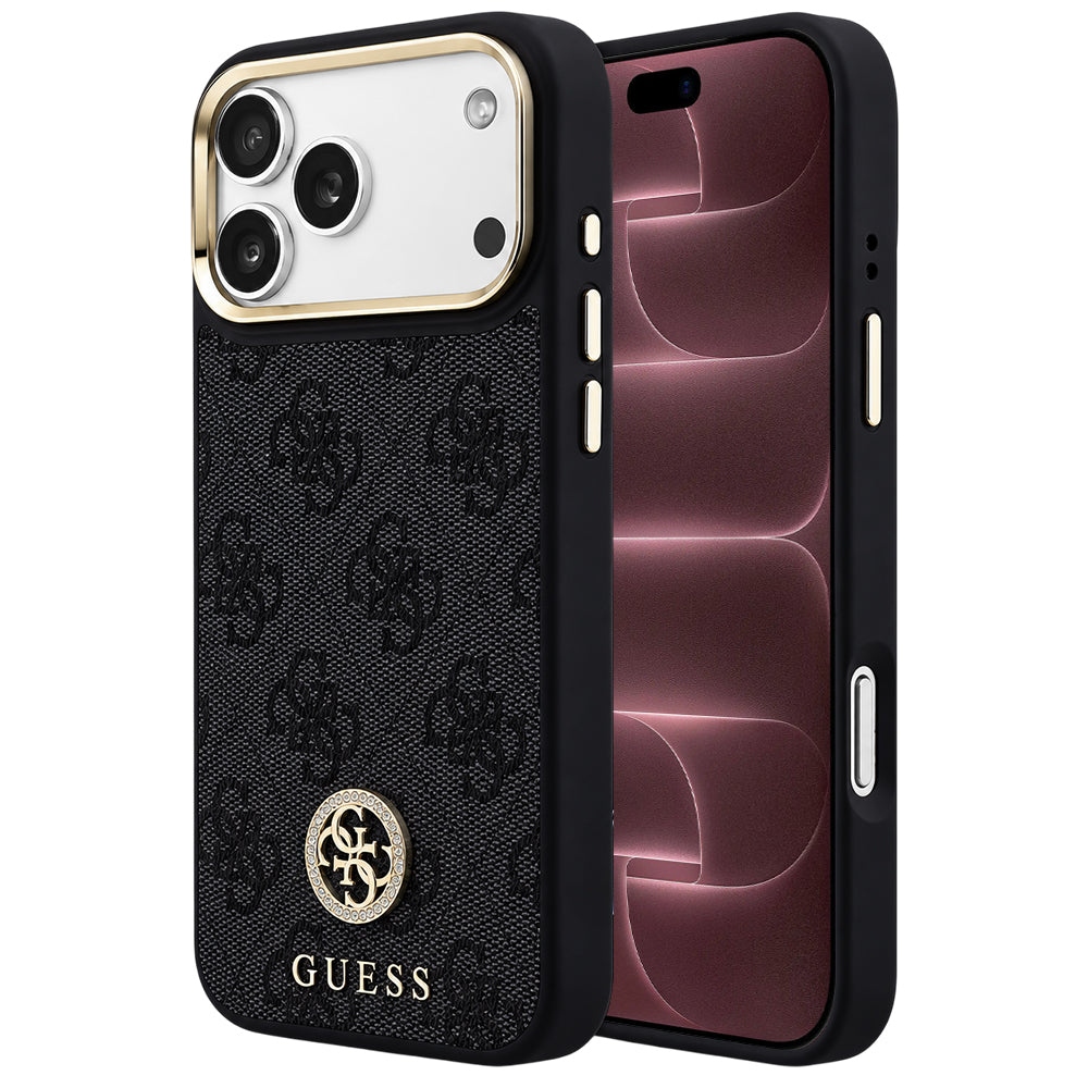 MagSafe-hoesje voor Apple iPhone 18 Pro Max / 17 Pro Max, Guess, 4G Strass-logo, zwart