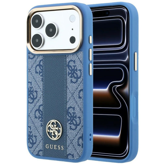 MagSafe-hoesje voor Apple iPhone 18 Pro Max / 17 Pro Max, Guess, 4G Stripe Round Classic Logo, Blauw