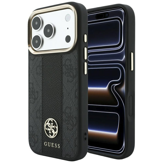 MagSafe-hoesje voor Apple iPhone 18 Pro Max / 17 Pro Max, Guess, 4G Stripe Round Classic Logo, Zwart