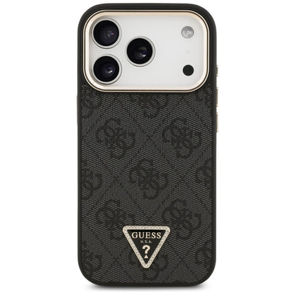 MagSafe-hoesje voor Apple iPhone 18 Pro Max / 17 Pro Max, Guess, 4G Triangle Logo, zwart-goud