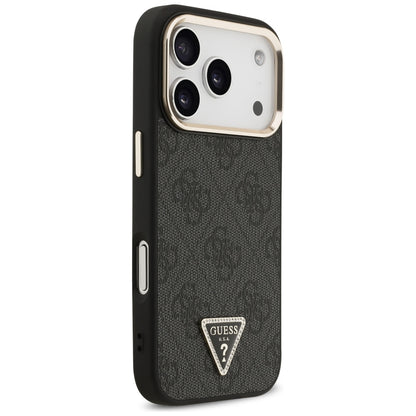 MagSafe-hoesje voor Apple iPhone 18 Pro Max / 17 Pro Max, Guess, 4G Triangle Logo, zwart-goud