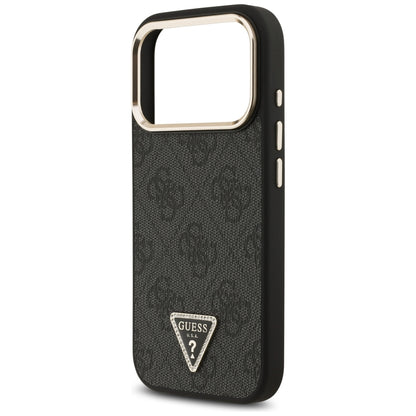 MagSafe-hoesje voor Apple iPhone 18 Pro Max / 17 Pro Max, Guess, 4G Triangle Logo, zwart-goud