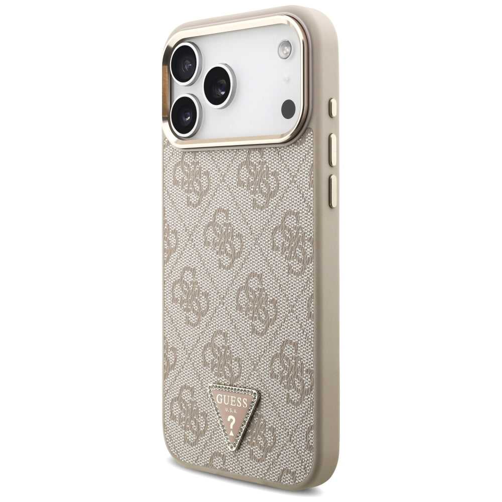 MagSafe-hoesje voor Apple iPhone 18 Pro Max / 17 Pro Max, Guess, 4G Triangle Logo, Roze