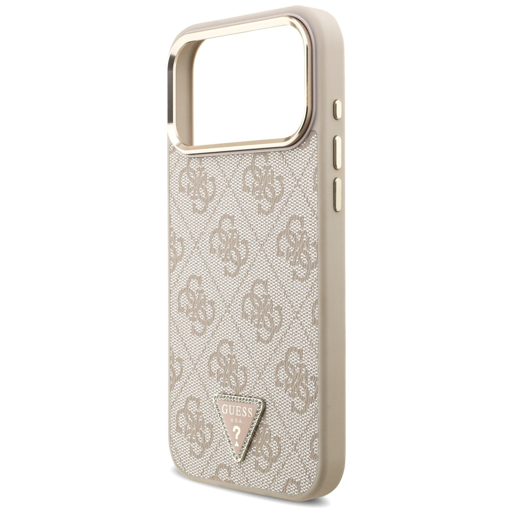 MagSafe-hoesje voor Apple iPhone 18 Pro Max / 17 Pro Max, Guess, 4G Triangle Logo, Roze