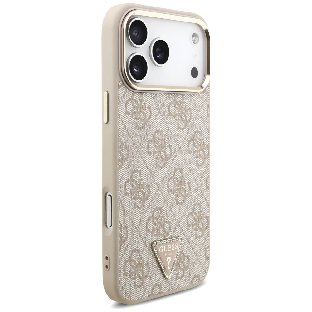 MagSafe-hoesje voor Apple iPhone 18 Pro Max / 17 Pro Max, Guess, 4G Triangle Logo, Roze