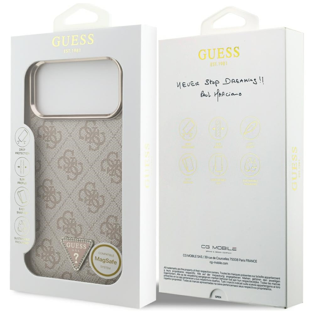 MagSafe-hoesje voor Apple iPhone 18 Pro Max / 17 Pro Max, Guess, 4G Triangle Logo, Roze