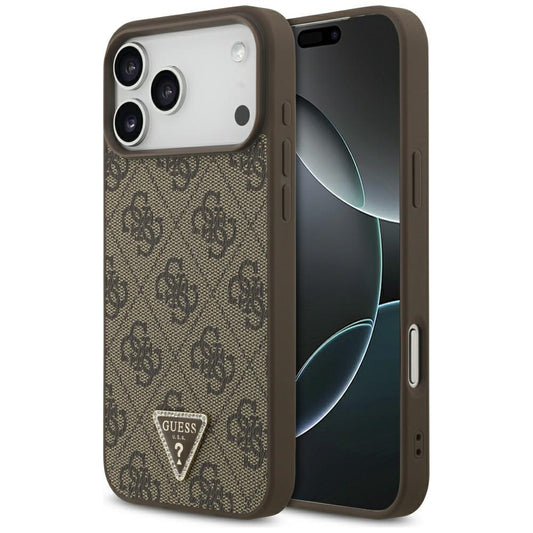 MagSafe-hoesje voor Apple iPhone 18 Pro Max / 17 Pro Max, Guess, 4G Triangle Strass, Bruin