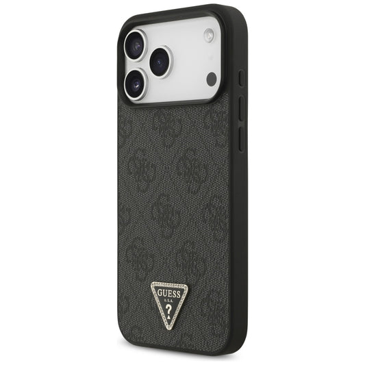 MagSafe-hoesje voor Apple iPhone 18 Pro Max / 17 Pro Max, Guess, 4G Triangle Strass, Zwart