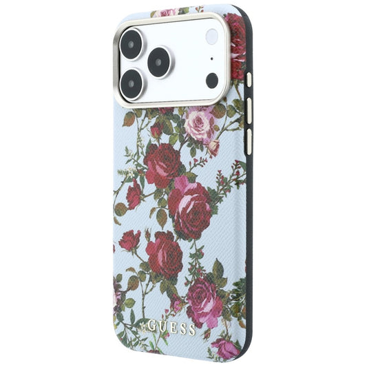 MagSafe-hoesje voor Apple iPhone 18 Pro Max / 17 Pro Max, Guess, Blossom Roses Print, blauw