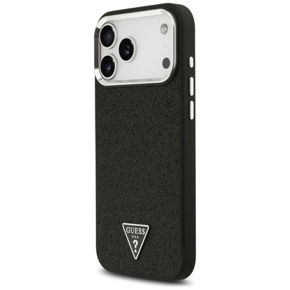 MagSafe-hoesje voor Apple iPhone 18 Pro Max / 17 Pro Max, Guess, Glitter Driehoek Logo, Zwart