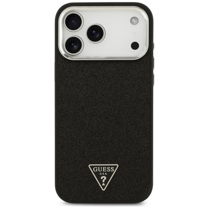 MagSafe-hoesje voor Apple iPhone 18 Pro Max / 17 Pro Max, Guess, Glitter Driehoek Logo, Zwart