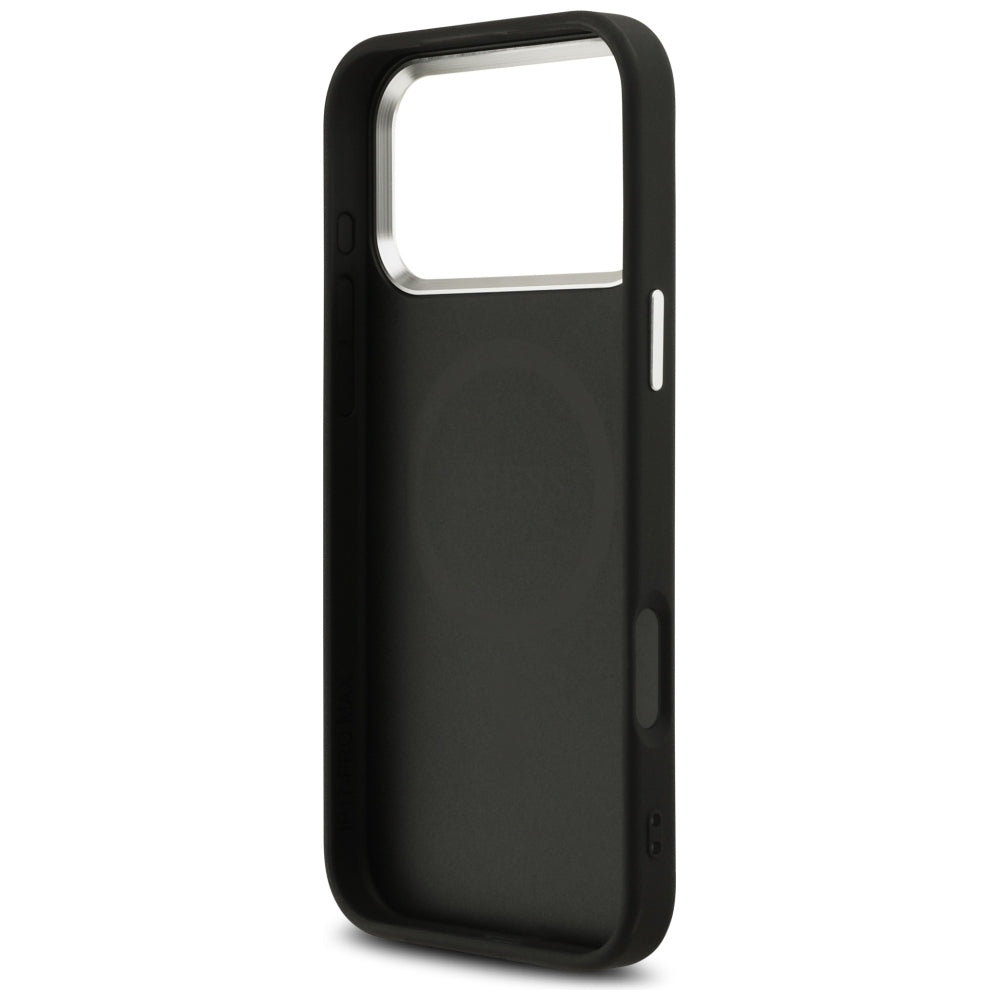 MagSafe-hoesje voor Apple iPhone 18 Pro Max / 17 Pro Max, Guess, Glitter Driehoek Logo, Zwart
