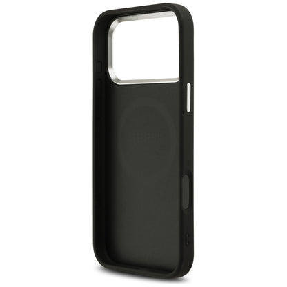 MagSafe-hoesje voor Apple iPhone 18 Pro Max / 17 Pro Max, Guess, Glitter Driehoek Logo, Zwart