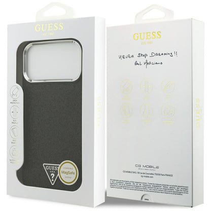 MagSafe-hoesje voor Apple iPhone 18 Pro Max / 17 Pro Max, Guess, Glitter Driehoek Logo, Zwart
