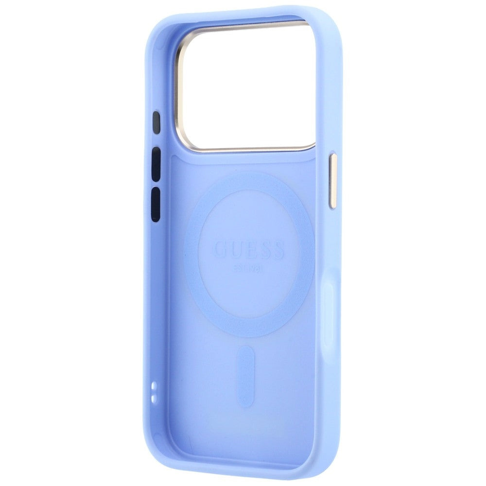 MagSafe-hoesje voor Apple iPhone 18 Pro Max / 17 Pro Max, Guess, Grained Ring Stand 360 Classic, blauw