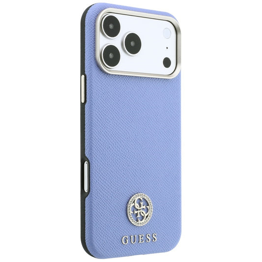 MagSafe-hoesje voor Apple iPhone 18 Pro Max / 17 Pro Max, Guess, Gegranuleerd Rond Strass-logo, Blauw