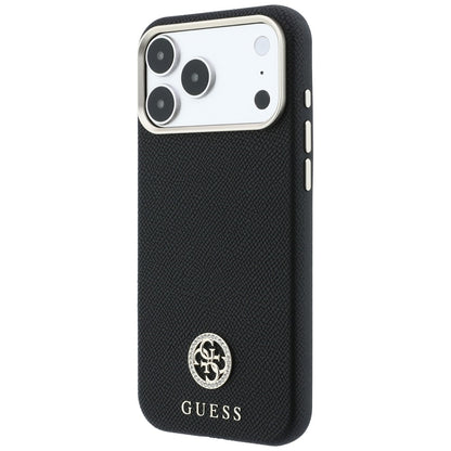 MagSafe-hoesje voor Apple iPhone 18 Pro Max / 17 Pro Max, Guess, Korrelige Ronde Strass Logo, Zwart