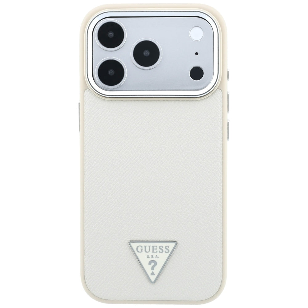 MagSafe-hoesje voor Apple iPhone 18 Pro Max / 17 Pro Max, Guess, Gegranuleerd Driehoek Logo, Beige