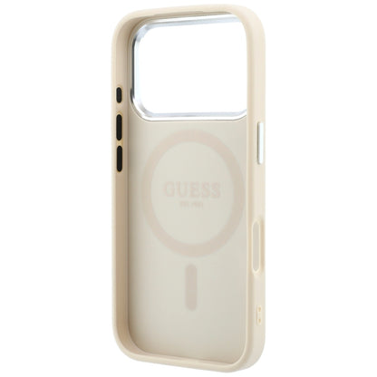 MagSafe-hoesje voor Apple iPhone 18 Pro Max / 17 Pro Max, Guess, Gegranuleerd Driehoek Logo, Beige