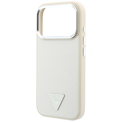 MagSafe-hoesje voor Apple iPhone 18 Pro Max / 17 Pro Max, Guess, Gegranuleerd Driehoek Logo, Beige