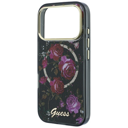 MagSafe Case for Apple iPhone 18 Pro Max / 17 Pro Max, Guess, IML Glitter Blossom Roses, Black