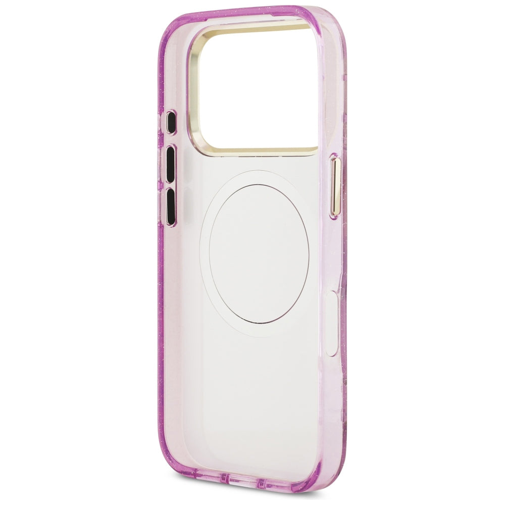 MagSafe-hoesje voor Apple iPhone 18 Pro Max / 17 Pro Max, Guess, IML Metal Glitter Flowers Triangle, paars