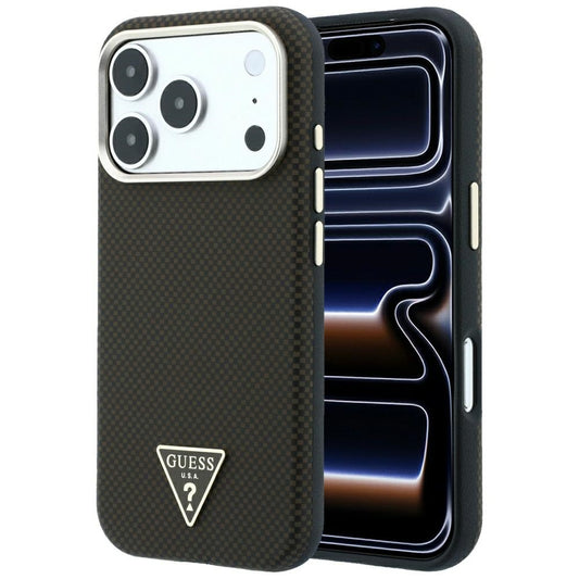 MagSafe-hoesje voor Apple iPhone 18 Pro Max / 17 Pro Max, Guess, Kevlar Driehoek Logo, Bruin