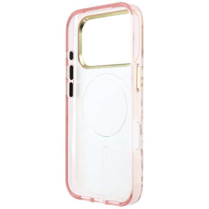 MagSafe-hoesje voor Apple iPhone 18 Pro Max / 17 Pro Max, Guess, Leopard Glitter Driehoek Logo, Roze