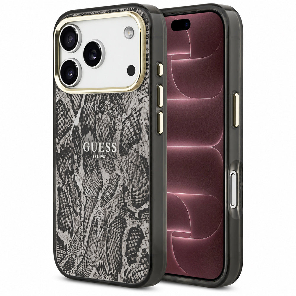 MagSafe-hoesje voor Apple iPhone 18 Pro Max / 17 Pro Max, Guess, Python Pattern, zwart