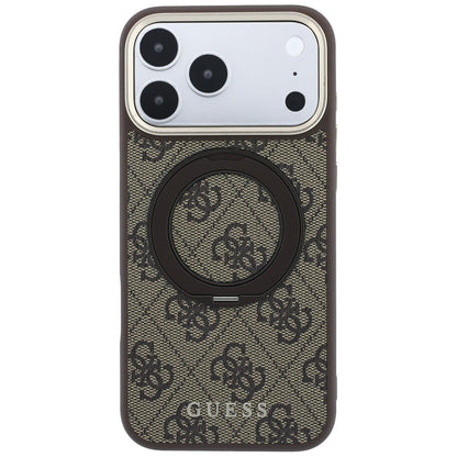 MagSafe-hoes voor Apple iPhone 18 Pro Max / 17 Pro Max, Guess, Ring Stand 360 4G Classic Logo, Bruin