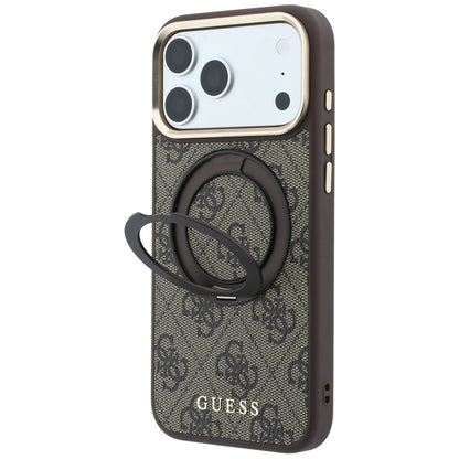 MagSafe-hoes voor Apple iPhone 18 Pro Max / 17 Pro Max, Guess, Ring Stand 360 4G Classic Logo, Bruin