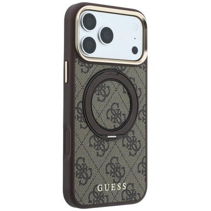 MagSafe-hoes voor Apple iPhone 18 Pro Max / 17 Pro Max, Guess, Ring Stand 360 4G Classic Logo, Bruin