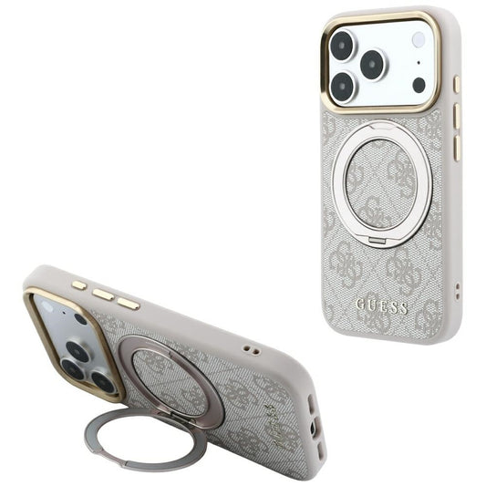 MagSafe-hoes voor Apple iPhone 18 Pro Max / 17 Pro Max, Guess, Ring Stand Classic Logo, Roze