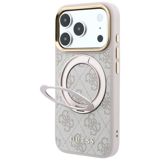 MagSafe-hoes voor Apple iPhone 18 Pro Max / 17 Pro Max, Guess, Ring Stand Classic Logo, Roze