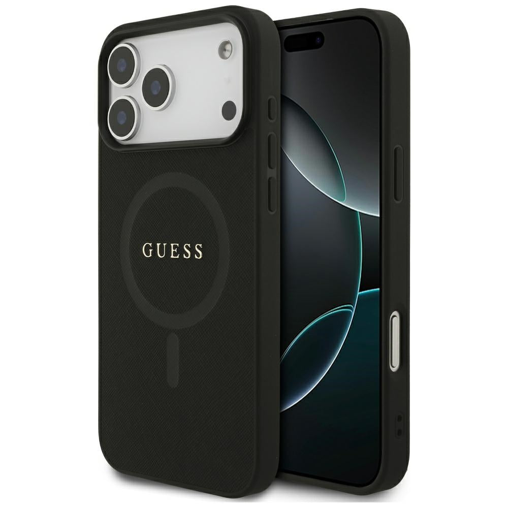 MagSafe-hoesje voor Apple iPhone 18 Pro Max / 17 Pro Max, Guess, Saffiano, Zwart