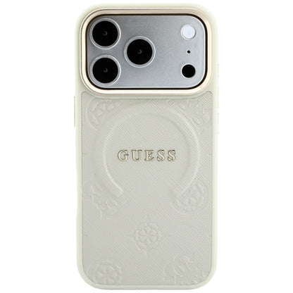 MagSafe-hoesje voor Apple iPhone 18 Pro Max / 17 Pro Max, Guess, Saffiano Peony Hot Stamp, Beige