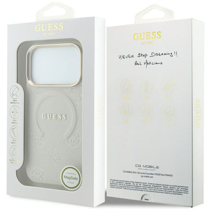 MagSafe-hoesje voor Apple iPhone 18 Pro Max / 17 Pro Max, Guess, Saffiano Peony Hot Stamp, Beige